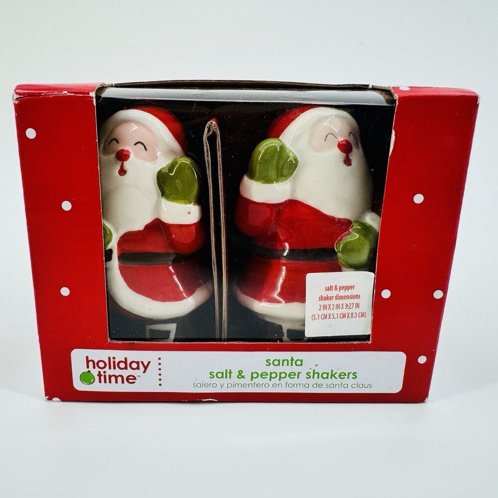 Holiday Time Santa Salt and Pepper Shakers New in Original Box